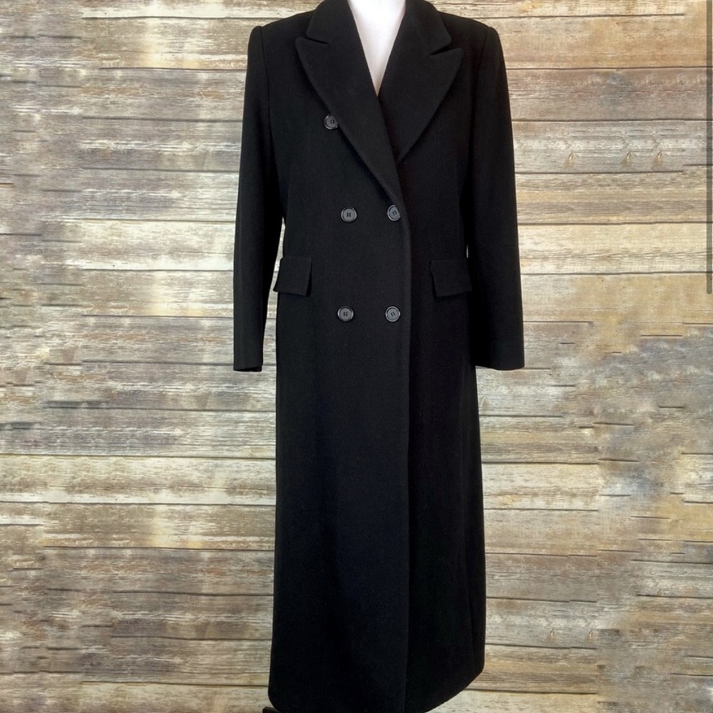 Classic Vintage Black Wool Long Winter Coat Preston & York